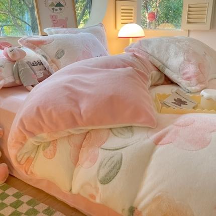 慕尚 2025新款5D雪花绒单品系列-单被套 草莓兔