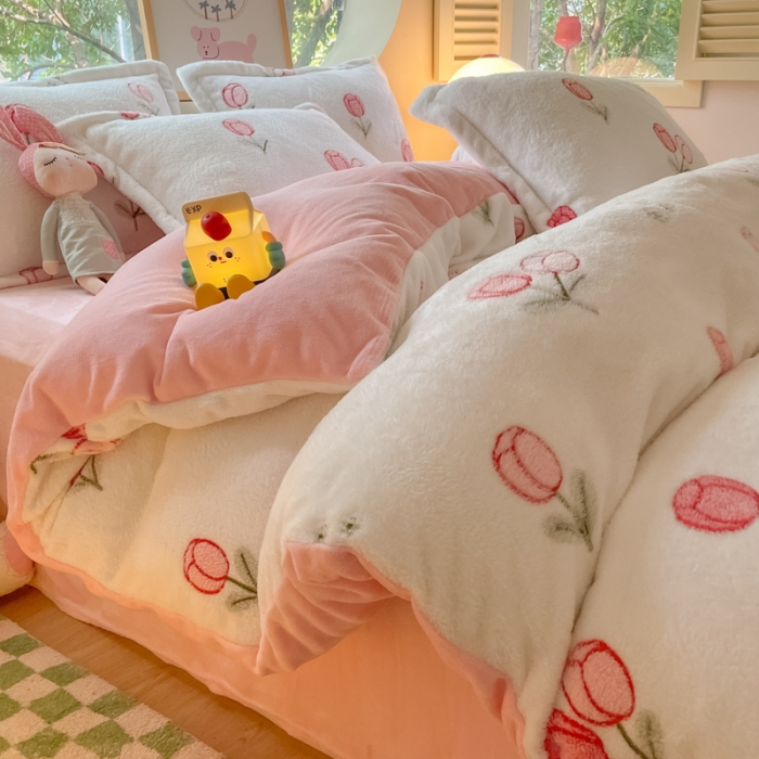 91家纺网 家纺一手货源 找家纺 慕尚 2025新款5D雪花绒单品系列-单被套 玫瑰之恋