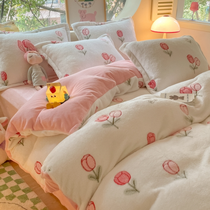 91家纺网 家纺一手货源 找家纺 慕尚 2025新款5D雪花绒单品系列-单被套 玫瑰之恋