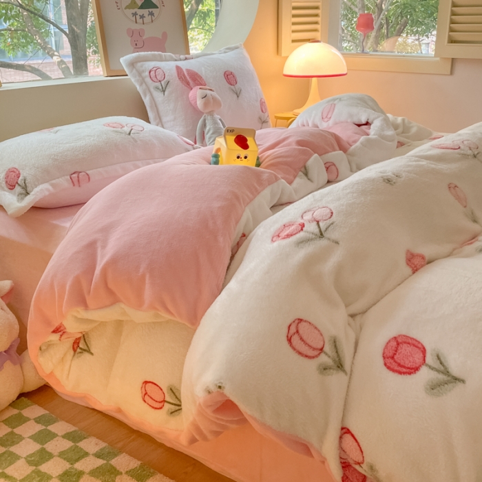 91家纺网 家纺一手货源 找家纺 慕尚 2025新款5D雪花绒单品系列-单被套 玫瑰之恋