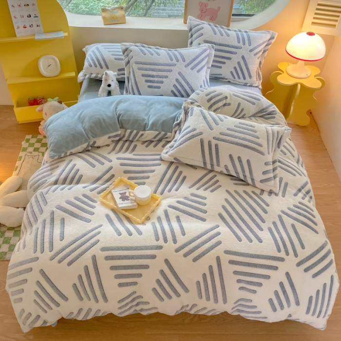 91家纺网 家纺一手货源 找家纺 慕尚 2025新款5D雪花绒单品系列-单被套 素蓝