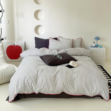 91家纺网 家纺一手货源 找家纺 （总）觅糖家纺 2023新款全棉简约水洗棉三角针四件套