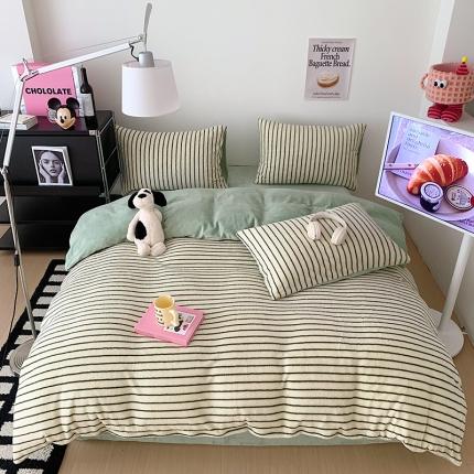 91家纺网 家纺一手货源 找家纺 总桃子家居 2023新款A类舒棉绒牛奶绒暖绒简约ins甜心加厚四件套