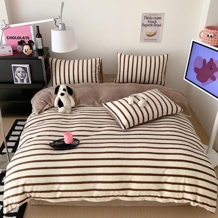 91家纺网 家纺一手货源 找家纺 总桃子家居 2023新款A类舒棉绒牛奶绒暖绒简约ins甜心加厚四件套