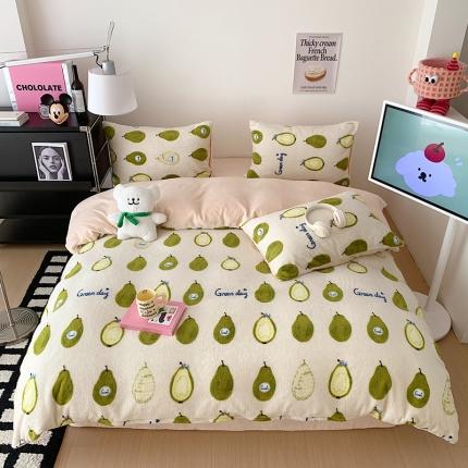 91家纺网 家纺一手货源 找家纺 总桃子家居 2023新款A类舒棉绒牛奶绒暖绒简约ins甜心加厚四件套