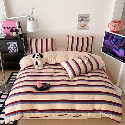 91家纺网 家纺一手货源 找家纺 总桃子家居 2023新款A类舒棉绒牛奶绒暖绒简约ins甜心加厚四件套