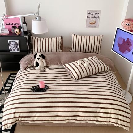 桃子家居 2023新款A类舒棉绒牛奶绒暖绒简约ins甜心加厚四件套 舒棉绒-朗姆