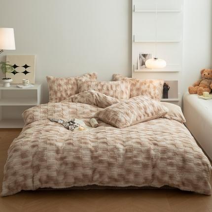 91家纺网 家纺一手货源 找家纺 （总）安哆啦家纺 2024新款濑兔绒毛晕染色系牛奶绒四件套