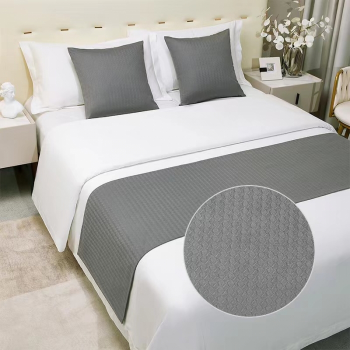 91家纺网 家纺一手货源 找家纺 总安力森/诚臻酒店用品 床尾巾纯色酒店专用床上用品搭巾床旗高端轻奢民宿宾馆简约床盖 不接受退货