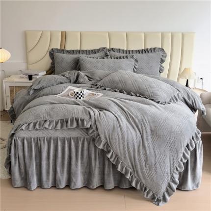 91家纺网 家纺一手货源 找家纺 （总）十个点家纺 2024新款牛奶绒床裙四件套-欣雅