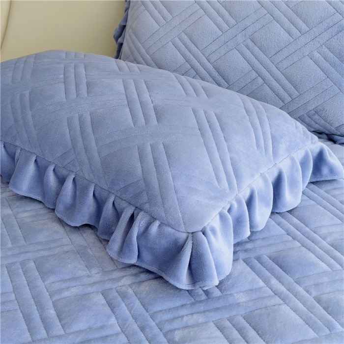 91家纺网 家纺一手货源 找家纺 十个点家纺 2024新款牛奶绒床裙四件套-欣雅 欣雅浅宝蓝