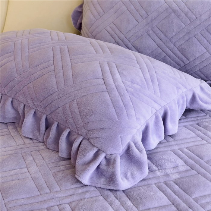 91家纺网 家纺一手货源 找家纺 十个点家纺 2024新款牛奶绒床裙四件套-欣雅 欣雅-香芋紫