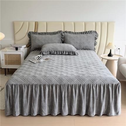 91家纺网 家纺一手货源 找家纺 （总）十个点家纺 2024新款牛奶绒单床裙-欣雅