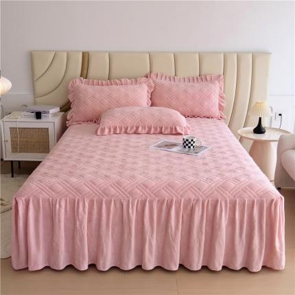 91家纺网 家纺一手货源 找家纺 （总）十个点家纺 2024新款牛奶绒单床裙-欣雅