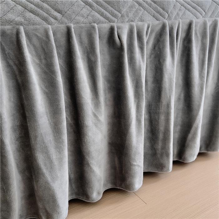 91家纺网 家纺一手货源 找家纺 十个点家纺 2024新款牛奶绒单床裙-欣雅 奶油灰