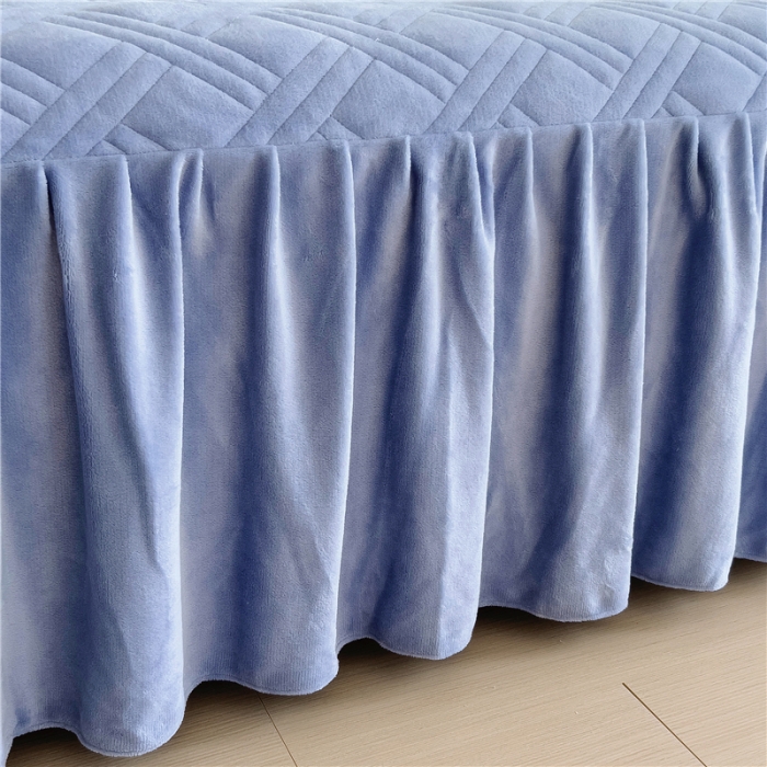 91家纺网 家纺一手货源 找家纺 十个点家纺 2024新款牛奶绒单床裙-欣雅 浅宝蓝