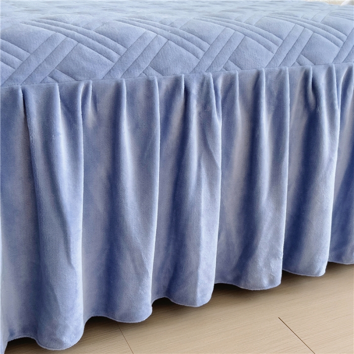 91家纺网 家纺一手货源 找家纺 十个点家纺 2024新款牛奶绒单床裙-欣雅 浅宝蓝