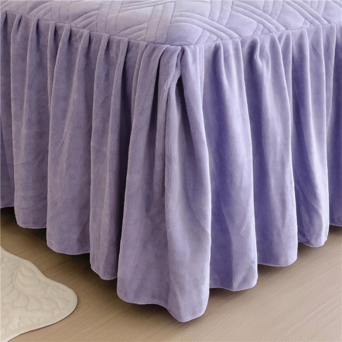 91家纺网 家纺一手货源 找家纺 十个点家纺 2024新款牛奶绒单床裙-欣雅 香芋紫