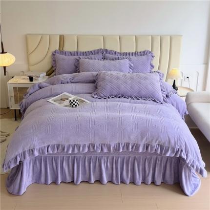 91家纺网 家纺一手货源 找家纺 十个点家纺 2024新款牛奶绒欣雅床盖四件套 欣雅-香芋紫