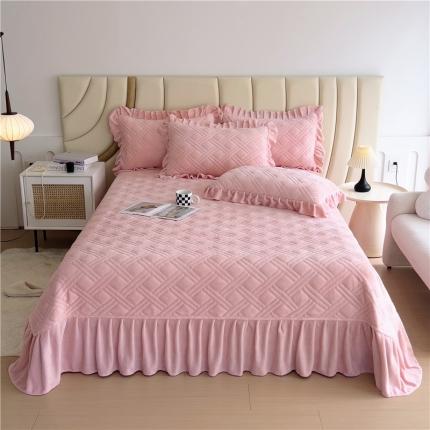 91家纺网 家纺一手货源 找家纺 十个点家纺 2024新款牛奶绒欣雅系列单床盖 欣雅-胭脂粉