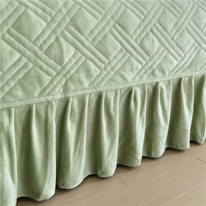 91家纺网 家纺一手货源 找家纺 十个点家纺 2024新款牛奶绒欣雅系列单床盖 欣雅-奶油绿