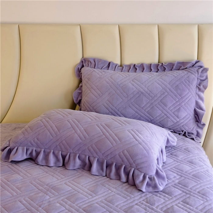 91家纺网 家纺一手货源 找家纺 十个点家纺 2024新款牛奶绒欣雅系列单床盖 欣雅-香芋紫