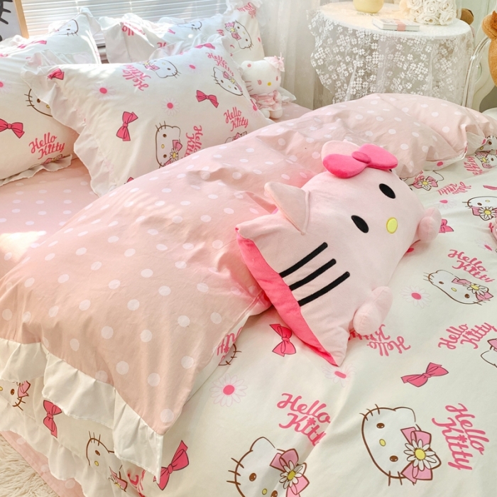 91家纺网 家纺一手货源 找家纺 （总）朵希曼 2026新款全棉花边Kitty系列四件套