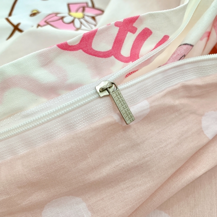 91家纺网 家纺一手货源 找家纺 朵希曼 2026新款全棉花边Kitty系列四件套 花边款-雏菊凯蒂