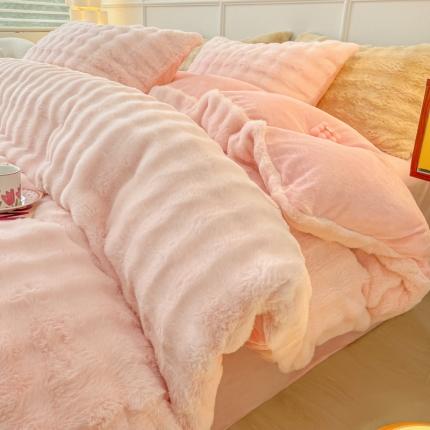 韩都家居 2023新款泡泡兔绒牛奶绒四件套 泡泡兔绒-粉玉