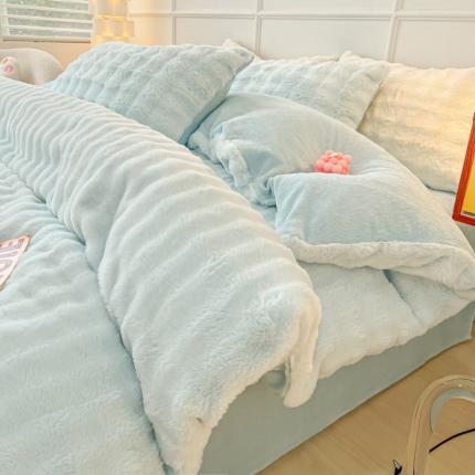 韩都家居 2023新款泡泡兔绒牛奶绒四件套 泡泡兔绒-天蓝
