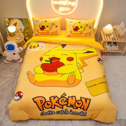 ds生活馆2025新款大版卡通水晶牛奶珊瑚绒单被套三四件套 草莓皮卡