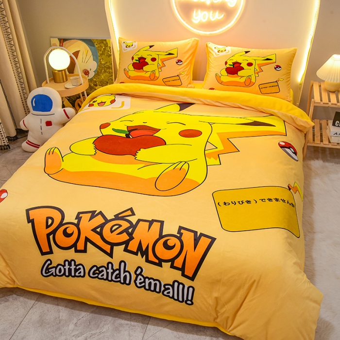 91家纺网 家纺一手货源 找家纺 ds生活馆2025新款大版卡通水晶牛奶珊瑚绒单被套三四件套 草莓皮卡