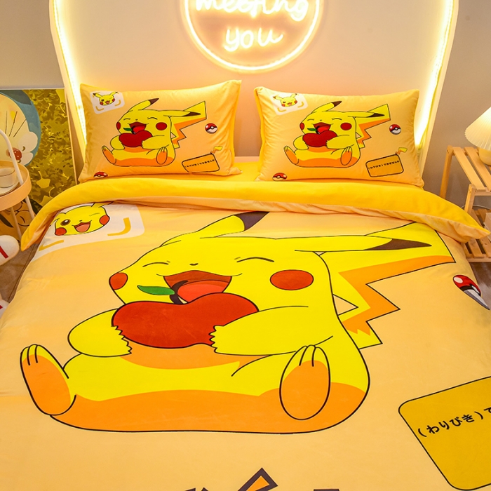 91家纺网 家纺一手货源 找家纺 ds生活馆2025新款大版卡通水晶牛奶珊瑚绒单被套三四件套 草莓皮卡