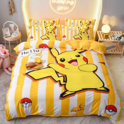 91家纺网 家纺一手货源 找家纺 ds生活馆2025新款大版卡通水晶牛奶珊瑚绒单被套三四件套 闪电皮卡