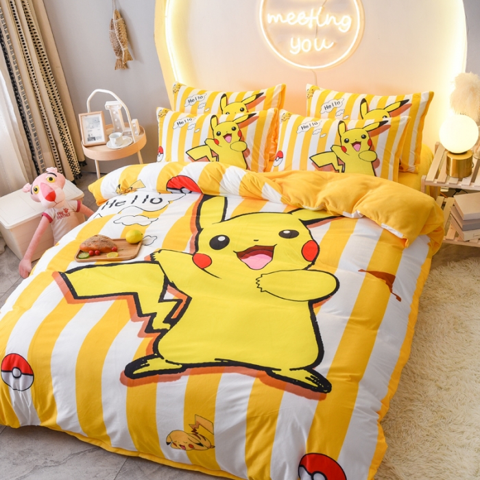 91家纺网 家纺一手货源 找家纺 ds生活馆2025新款大版卡通水晶牛奶珊瑚绒单被套三四件套 闪电皮卡