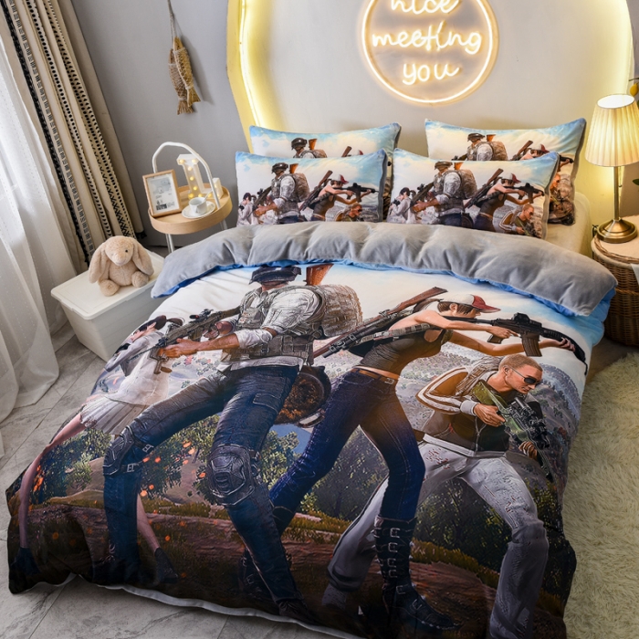 91家纺网 家纺一手货源 找家纺 ds生活馆2025新款大版卡通水晶牛奶珊瑚绒单被套三四件套 兄弟联盟