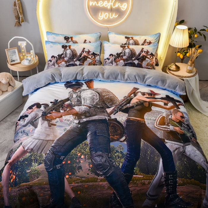 91家纺网 家纺一手货源 找家纺 ds生活馆2025新款大版卡通水晶牛奶珊瑚绒单被套三四件套 兄弟联盟