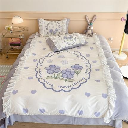 91家纺网 家纺一手货源 找家纺 总 昔可家纺 2023新款花边数码宝宝绒四件套