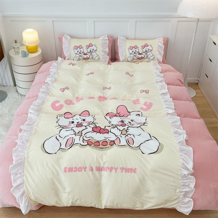 91家纺网 家纺一手货源 找家纺 总 昔可家纺 2023新款花边数码宝宝绒四件套