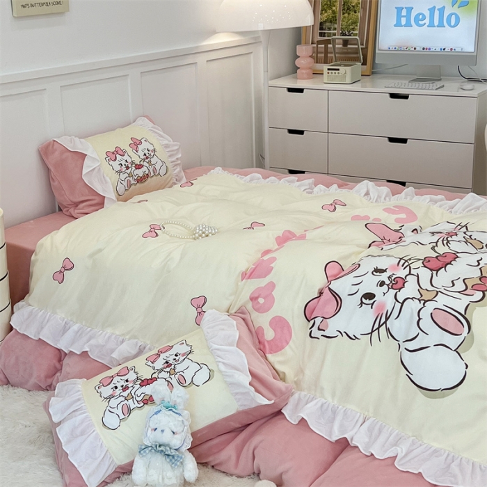 91家纺网 家纺一手货源 找家纺 总 昔可家纺 2023新款花边数码宝宝绒四件套