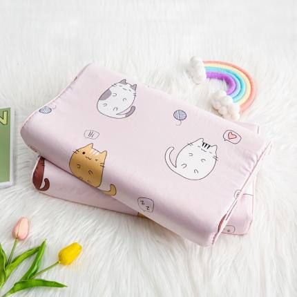 91家纺网 家纺一手货源 找家纺 萌番宝 2023新款A类60支全棉卡通儿童乳胶枕幼儿园枕午睡枕 猫肚粉