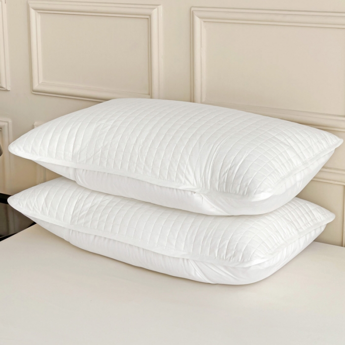 91家纺网 家纺一手货源 找家纺 春雨家居 2024新款全棉隔脏夹棉枕套 白色