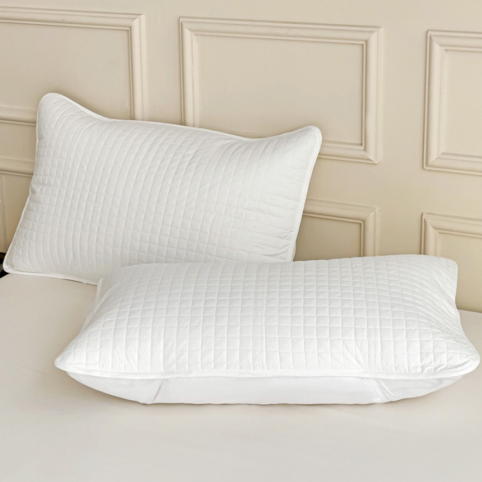 91家纺网 家纺一手货源 找家纺 春雨家居 2024新款全棉隔脏夹棉枕套 白色