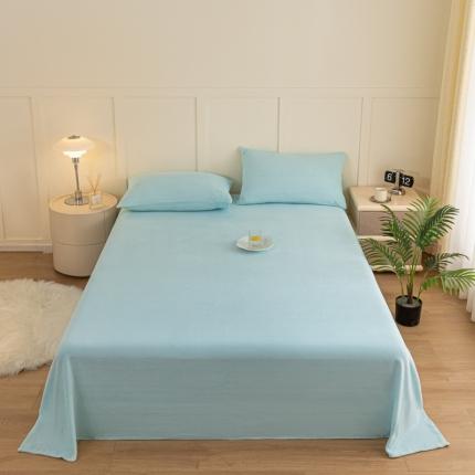 慕澄家纺 2023新款纯色牛奶绒加厚保暖多功能床单盖毯 床单-纯蓝