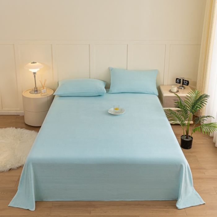 91家纺网 家纺一手货源 找家纺 慕澄家纺 2023新款纯色牛奶绒加厚保暖多功能床单盖毯 床单-纯蓝