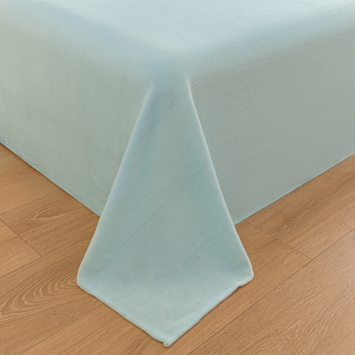 91家纺网 家纺一手货源 找家纺 慕澄家纺 2023新款纯色牛奶绒加厚保暖多功能床单盖毯 床单-纯蓝