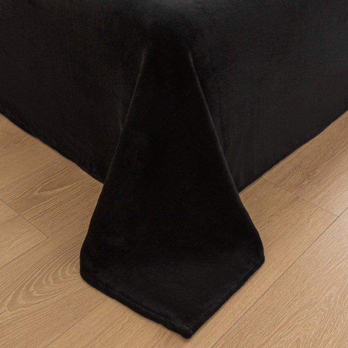 91家纺网 家纺一手货源 找家纺 慕澄家纺 2023新款纯色牛奶绒加厚保暖多功能床单盖毯 床单-黑金