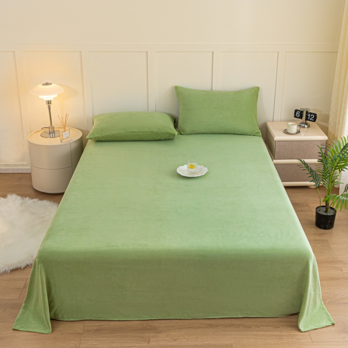 91家纺网 家纺一手货源 找家纺 慕澄家纺 2023新款纯色牛奶绒加厚保暖多功能床单盖毯 床单-抹茶
