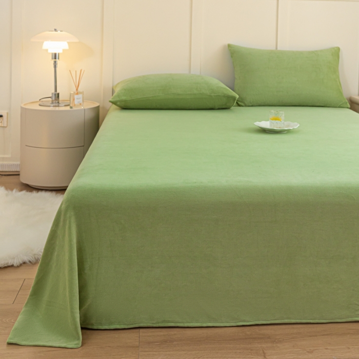 91家纺网 家纺一手货源 找家纺 慕澄家纺 2023新款纯色牛奶绒加厚保暖多功能床单盖毯 床单-抹茶