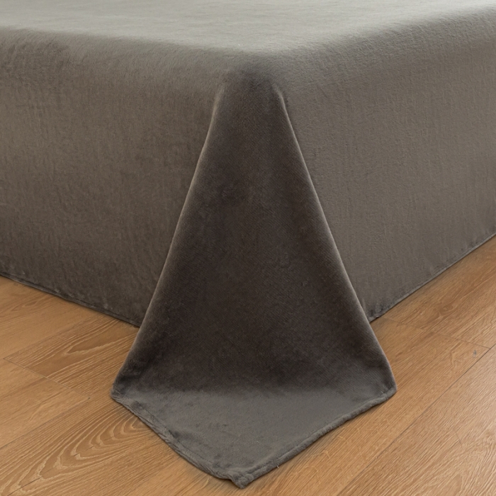 91家纺网 家纺一手货源 找家纺 慕澄家纺 2023新款纯色牛奶绒加厚保暖多功能床单盖毯 床单-墨灰